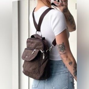 Bagallini brown quilted convertible backpack good condition